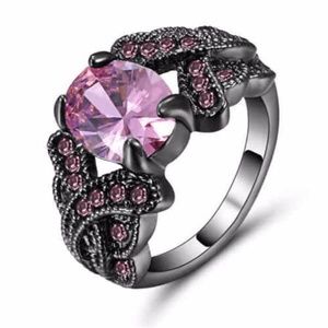 Pink Sapphire Black Rhodium Plated Size 8